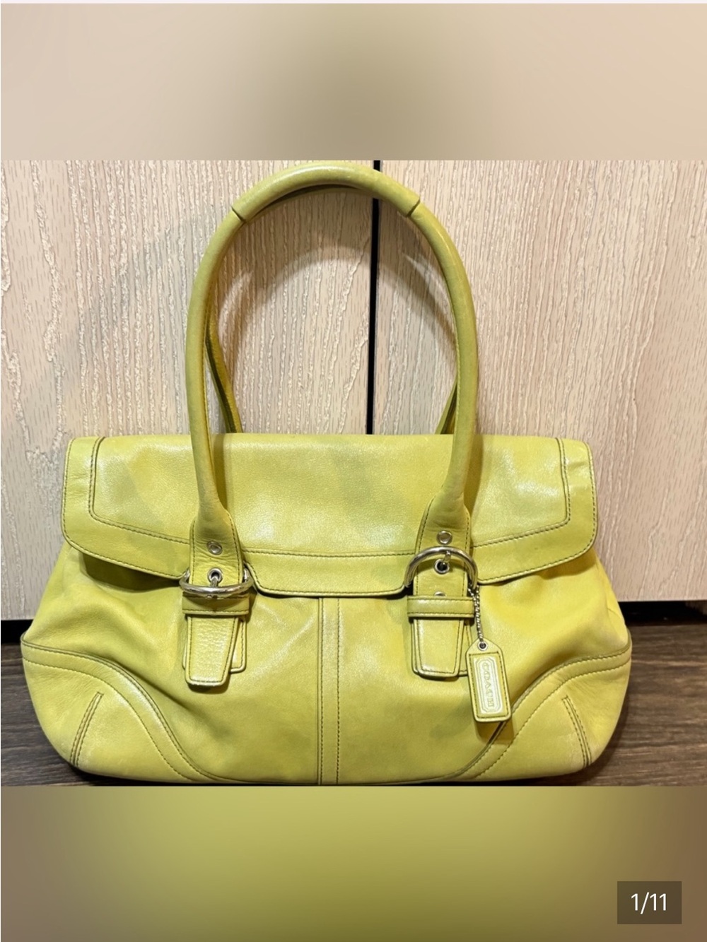 Coach Citrus Yellow Leather Shoulder Bag
